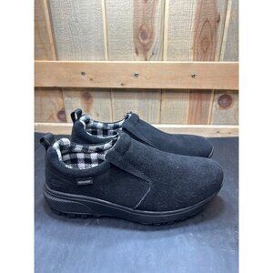 Skechers Womens Air Cooled Goga Mat Waterproof Slip-On Shoes Black Suede Size 8